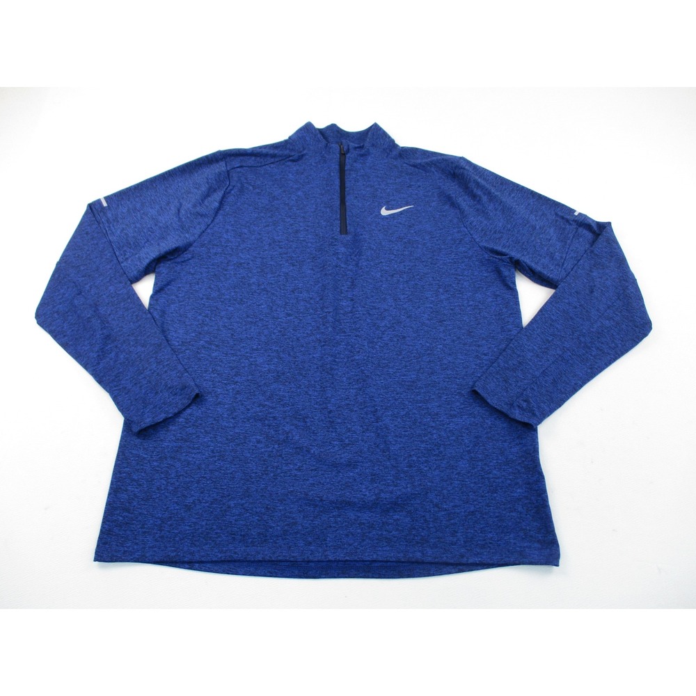 Nike Pullover Men Large Blue Dri-FIT Running 1/4 Zip Reflective Performance Top